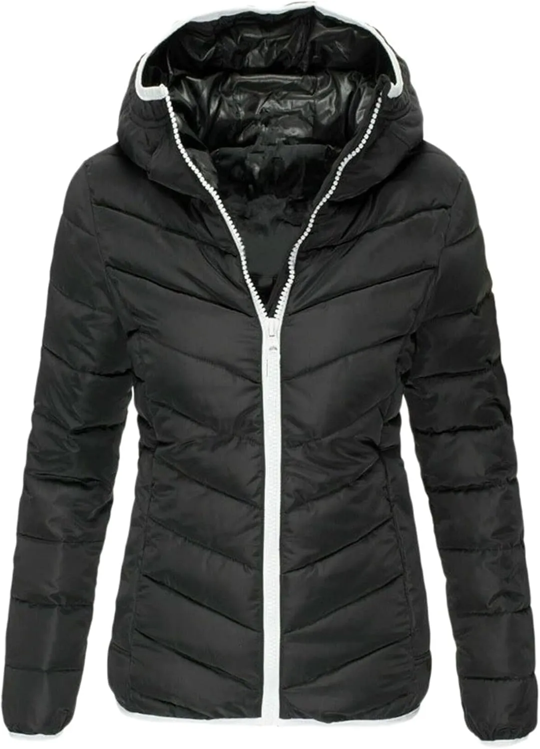 Womens Vests Outerwear Jacket Hooded Windproof Winter Coat with Recycled Insulation Down Jacket Coats with Pockets