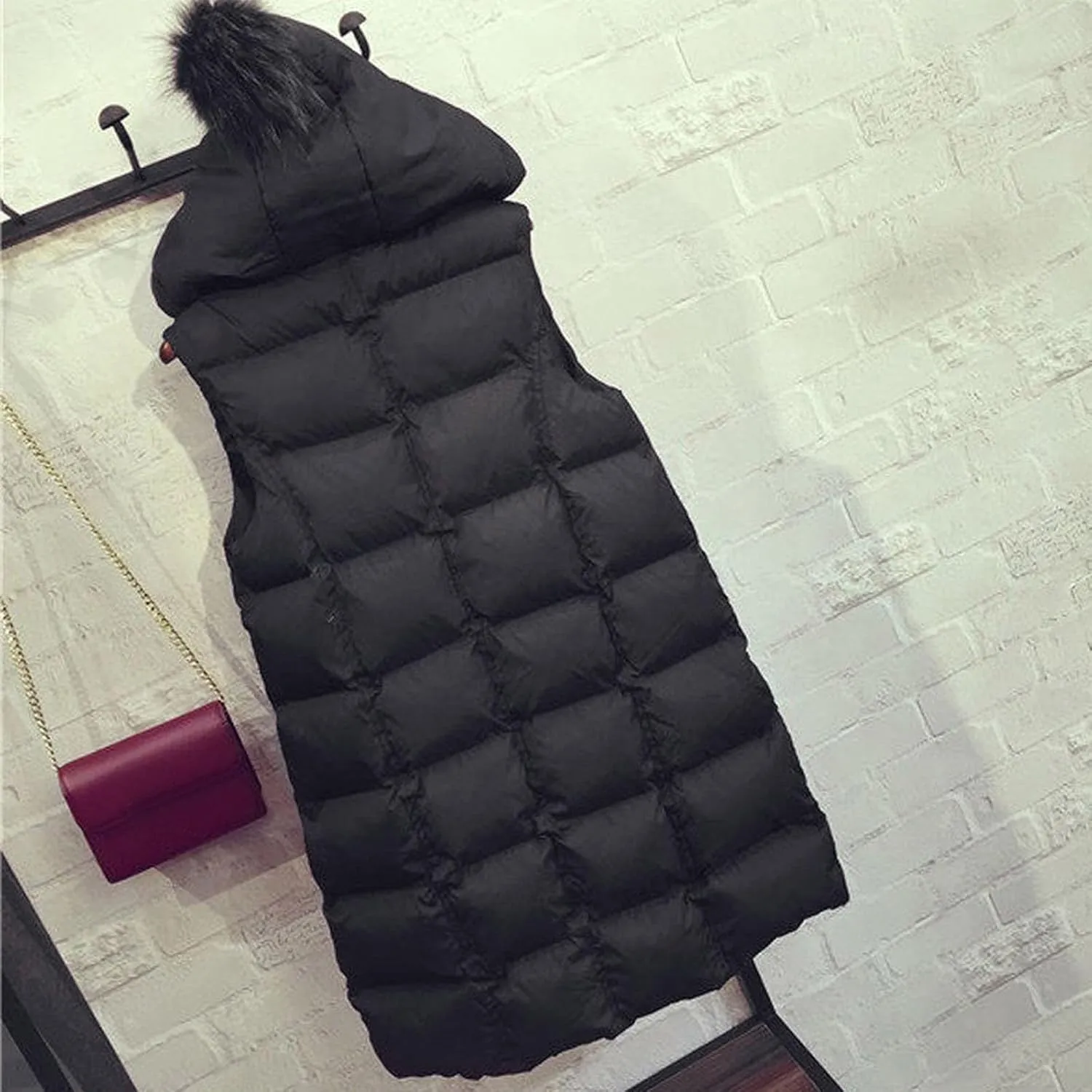 Womens Vests Outerwear Jacket Hooded Windproof Winter Coat with Recycled Insulation Down Jacket Coats with Pockets