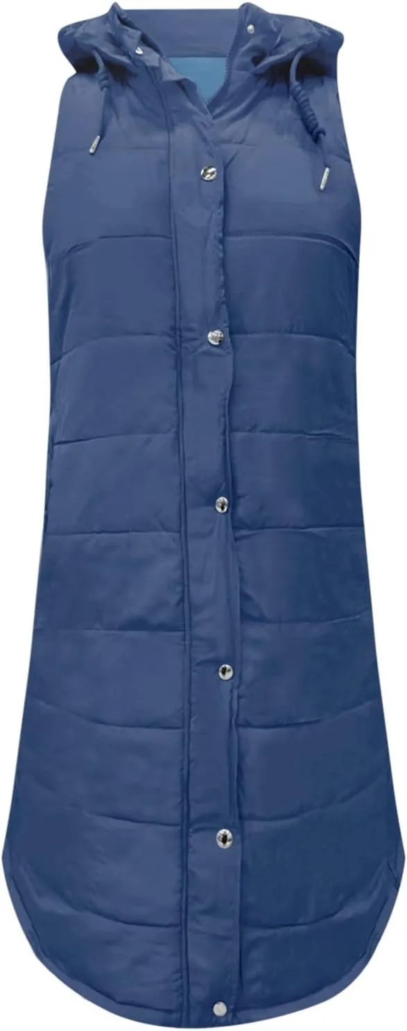 Womens Vests Outerwear Jacket Hooded Windproof Winter Coat with Recycled Insulation Down Jacket Coats with Pockets