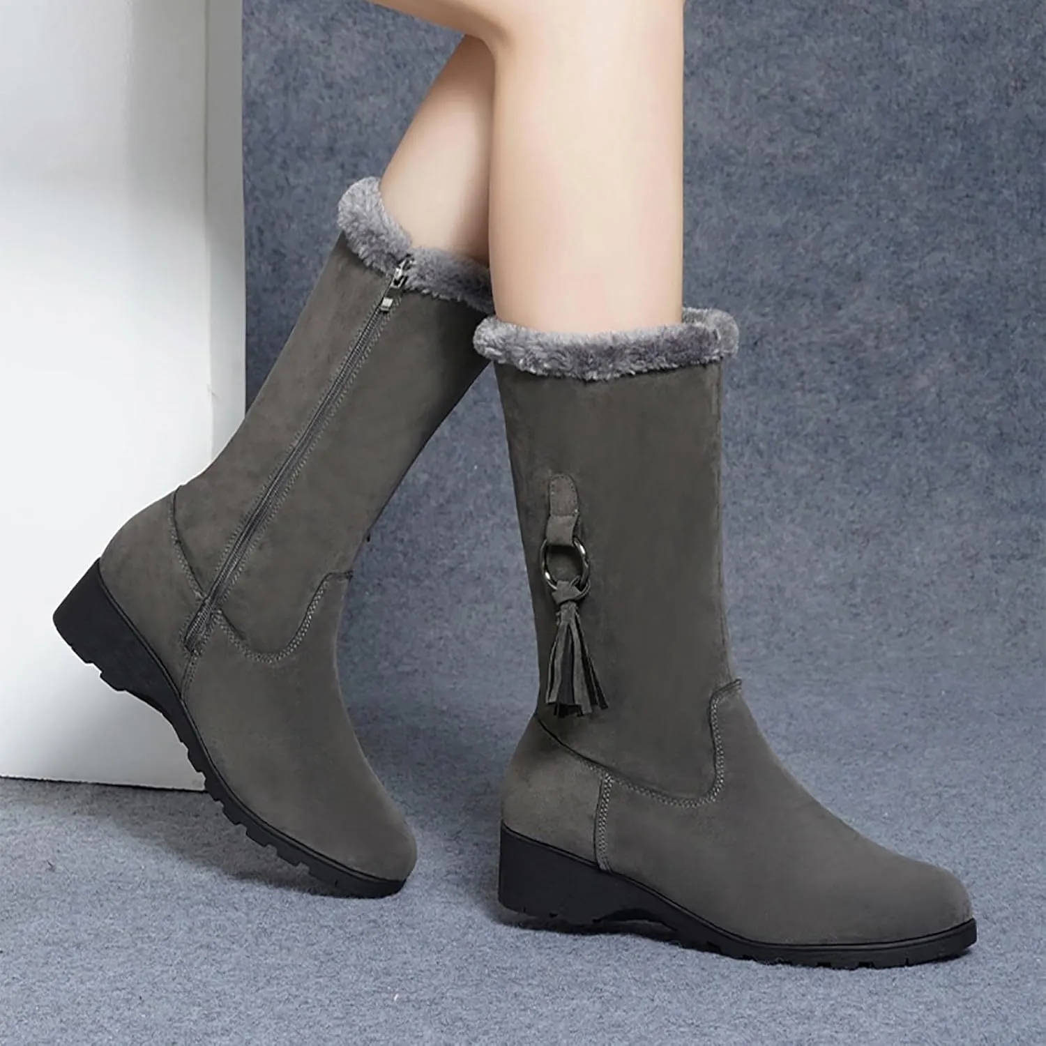 Women's Waterproof Winter Snow Boots with Side Zipper - 2024 Fashion Lightweight Hiking Boots for Cold Weather
