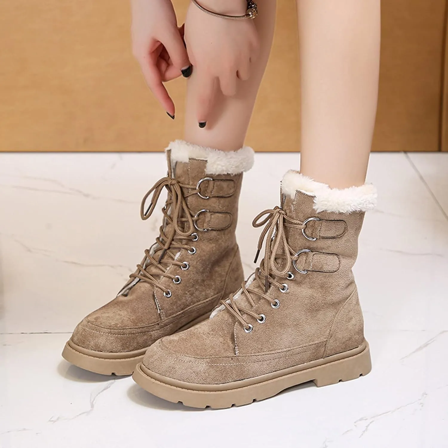 Women's Wide Width Waterproof Snow Boots Winter Walking Boots for Women Waterproof Wide Womens Winter Snow Boots Size 8 Winter Boot Women Slip on Botas Invierno Para Mujer Pie Ancho
