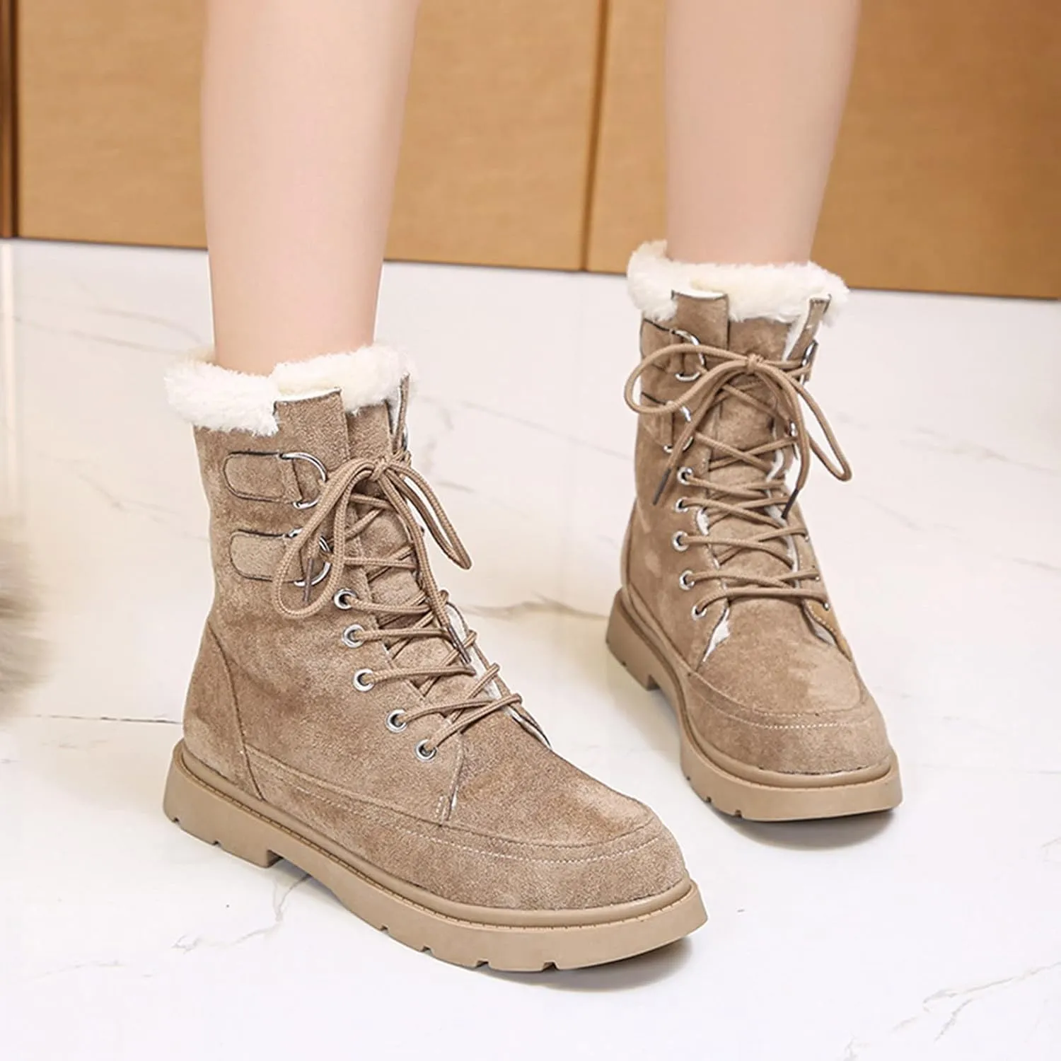 Women's Wide Width Waterproof Snow Boots Winter Walking Boots for Women Waterproof Wide Womens Winter Snow Boots Size 8 Winter Boot Women Slip on Botas Invierno Para Mujer Pie Ancho
