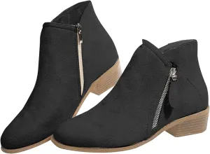 Womens Winter Boots Ankle Brown Booties Women Oxford Boots for Women Ankle Bootie for Women Low Heel Comfy Soft Cover Heel Cut Out Chunky Stacked Heel Slip on