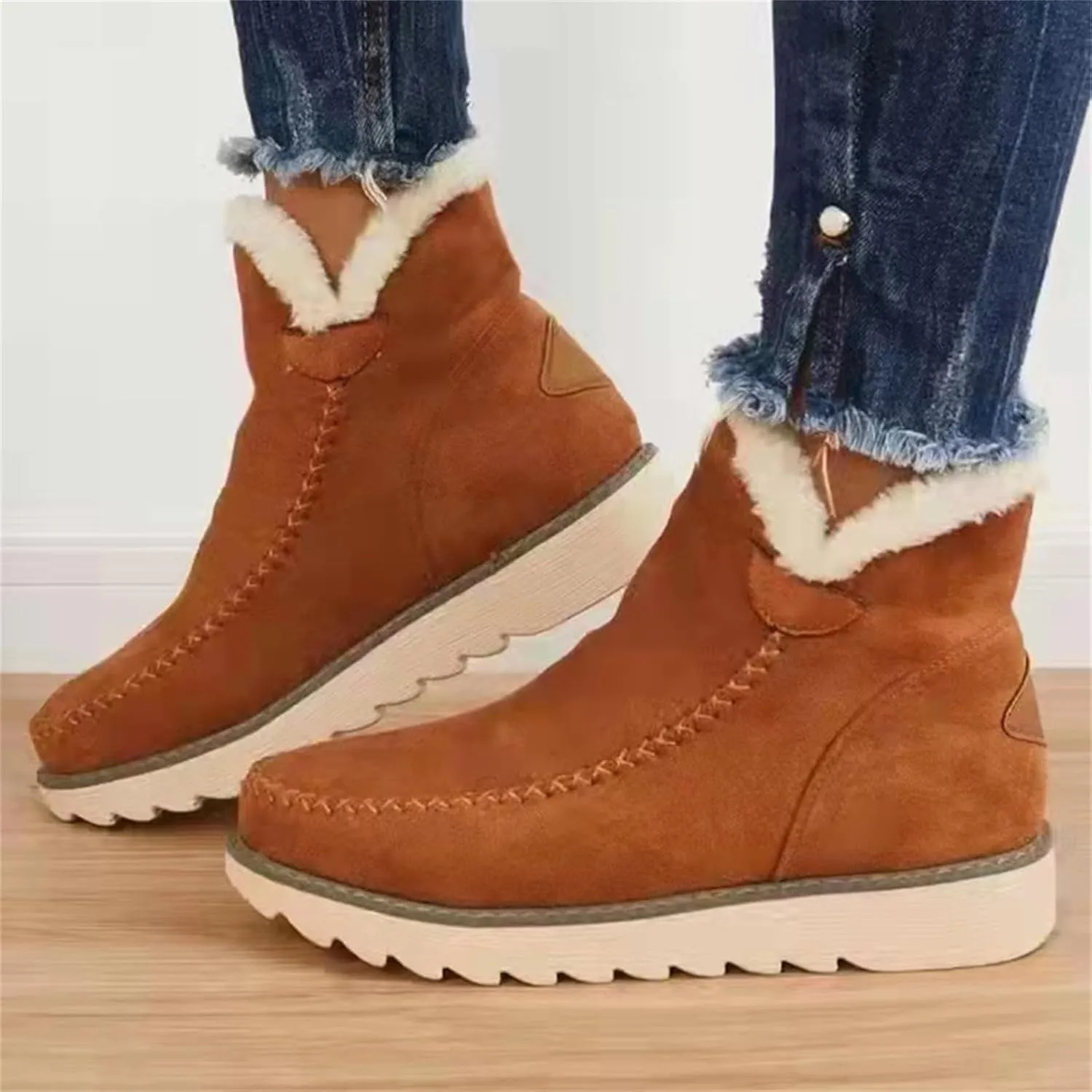Womens Winter Boots Waterproof Wide Leg Women's Waterproof Boots Tall Winter Boots for Women 2023 No Heel Pink Winter Boots for Women Heels Warm Snow Boots for Women