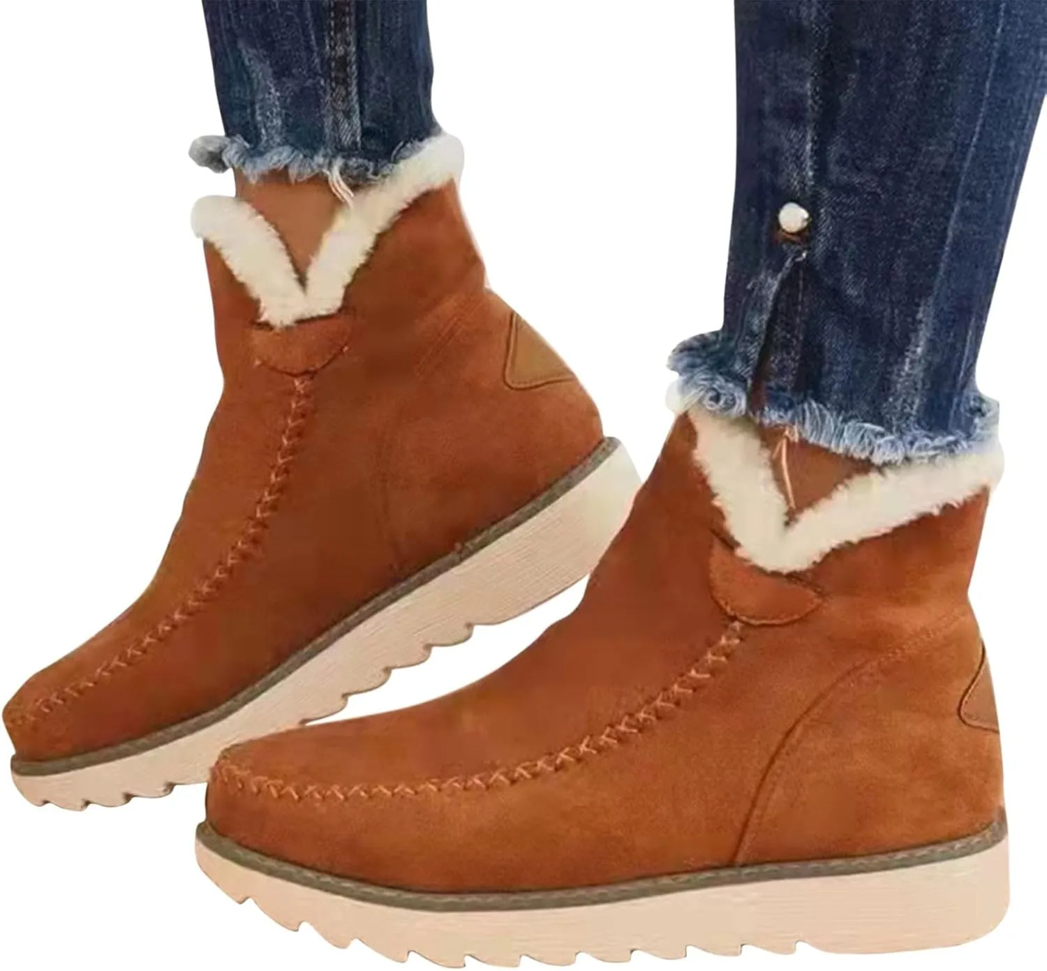 Womens Winter Boots Waterproof Wide Leg Women's Waterproof Boots Tall Winter Boots for Women 2023 No Heel Pink Winter Boots for Women Heels Warm Snow Boots for Women