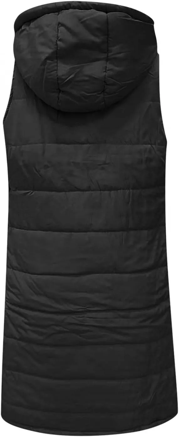 Women's Winter Warm Long Puffer Vest Padded Sleeveless Hooded Jackets Puffy Coats Outerwear Vests with Pockets