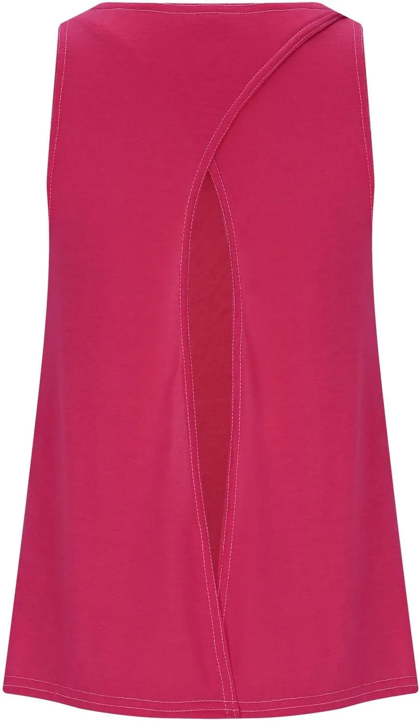 Women's Workout Tank Tops Casual Sleeveless Round Neck Loose Tee Shirt Solid Color Flowy Hem Summer Going Out Vest
