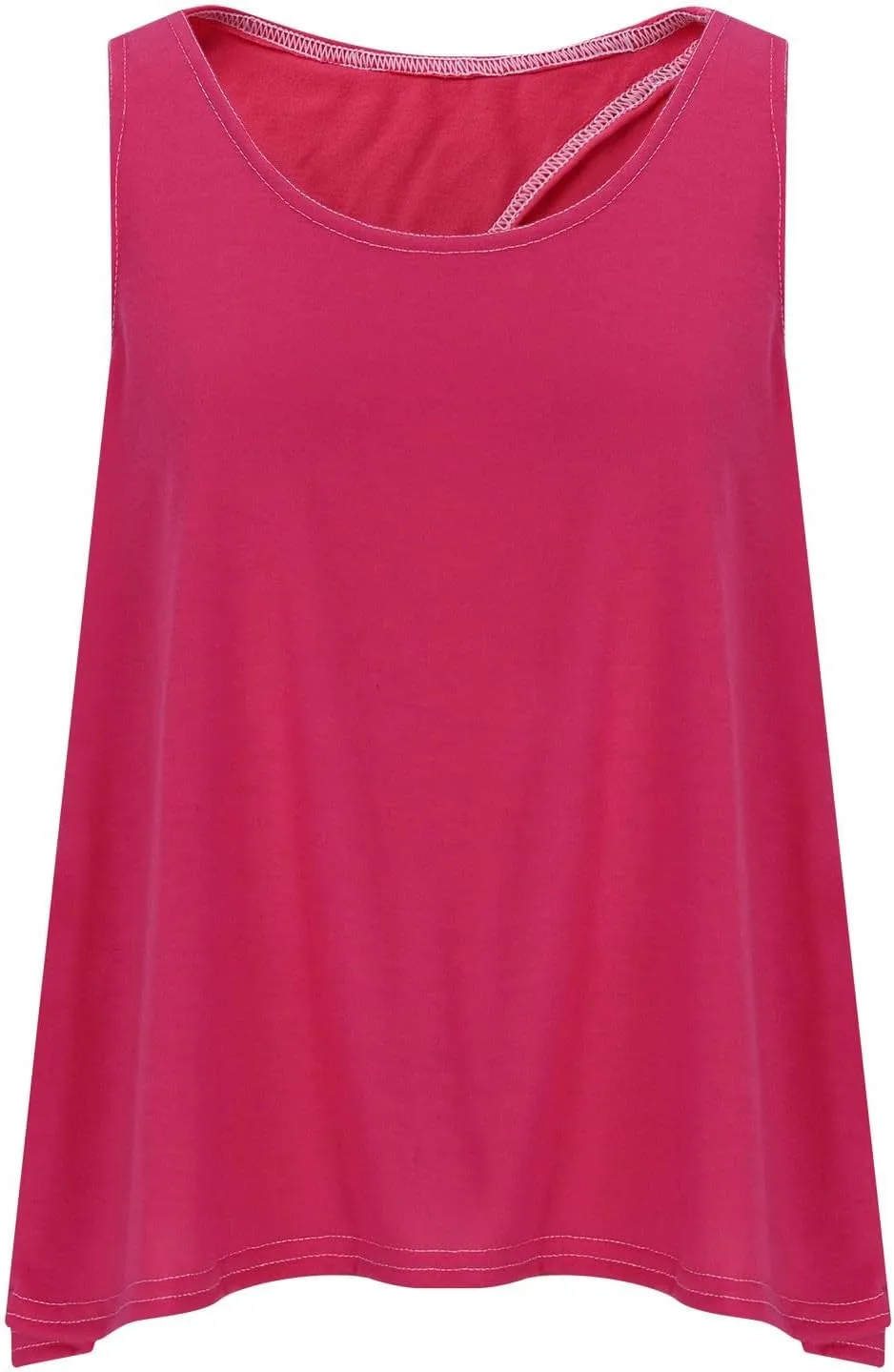 Women's Workout Tank Tops Casual Sleeveless Round Neck Loose Tee Shirt Solid Color Flowy Hem Summer Going Out Vest