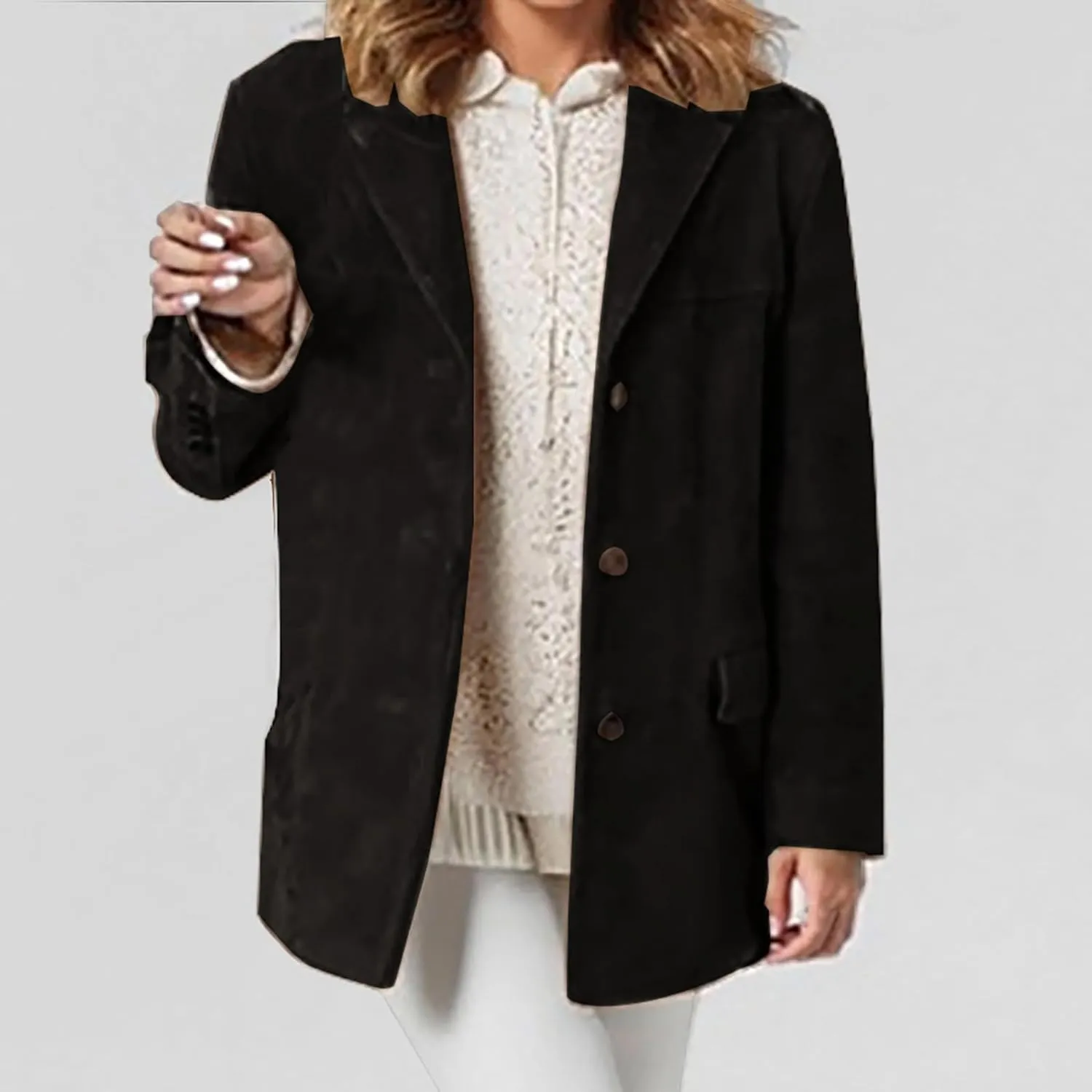 Work Business Suede Jackets for Women Faux Leather Jacket Blazer Y2k Outerwear Winter Ladies Vintage Blazer Jackets