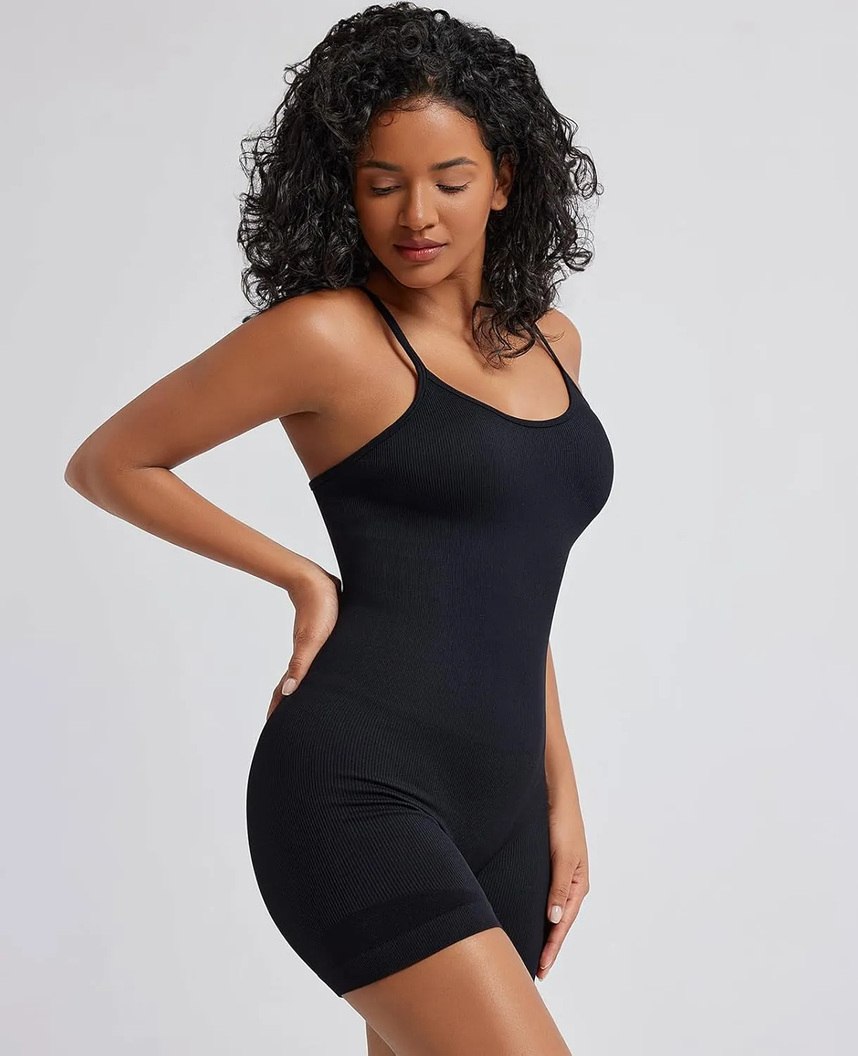 Workout Jumpsuits for Women Seamless One Piece Spaghetti Strap Yoga Shorts Rompers Sleeveless Outfits