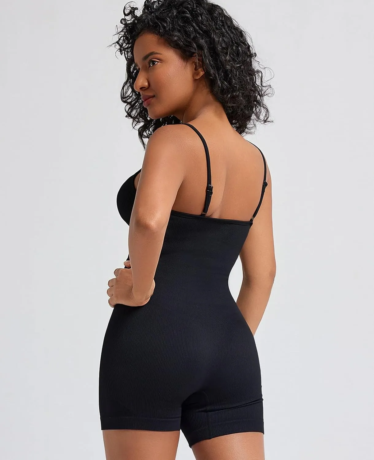 Workout Jumpsuits for Women Seamless One Piece Spaghetti Strap Yoga Shorts Rompers Sleeveless Outfits
