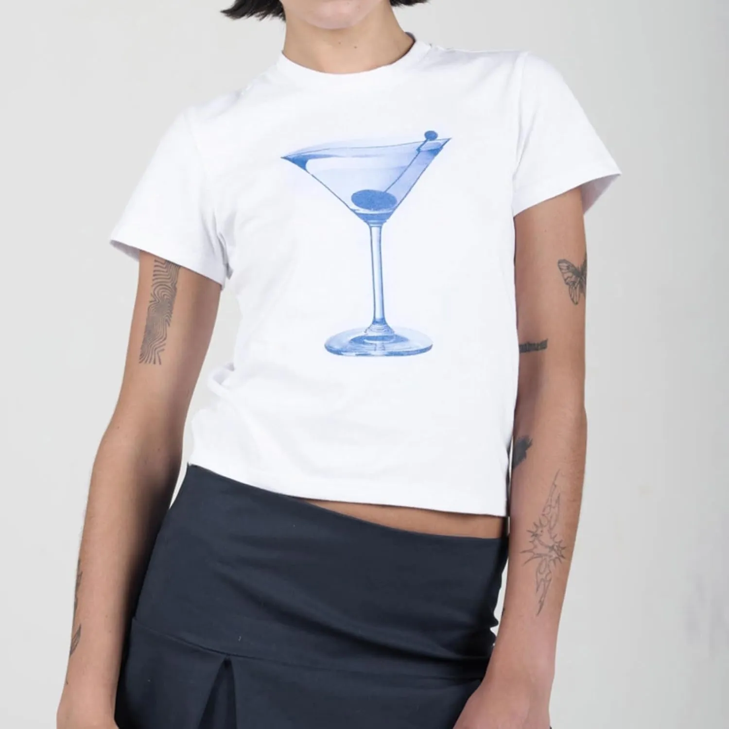 Y2K Baby Tees Women Short Sleeve Fitted Cropped Tops E Girl Funny Aesthetic Graphic T Shirt 2000s Summer Clohtes