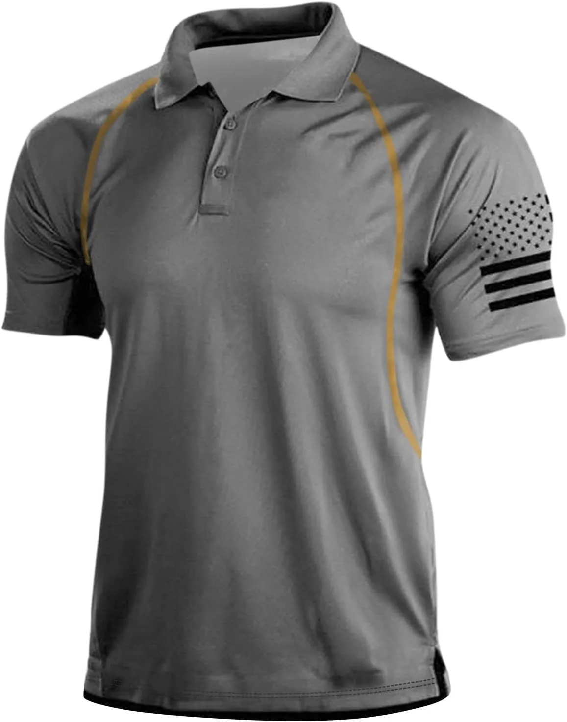 Ymosrh Men's 4th of July Polo Shirts Short Sleeve Tactical Shirts Golf T Shirts for Men, S-4XL