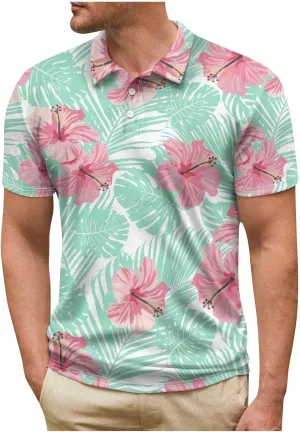 Ymosrh Men's Graphic Polo Shirts Short Sleeve Casual Business T Shirts Lightweight Golf Shirts, M-5XL