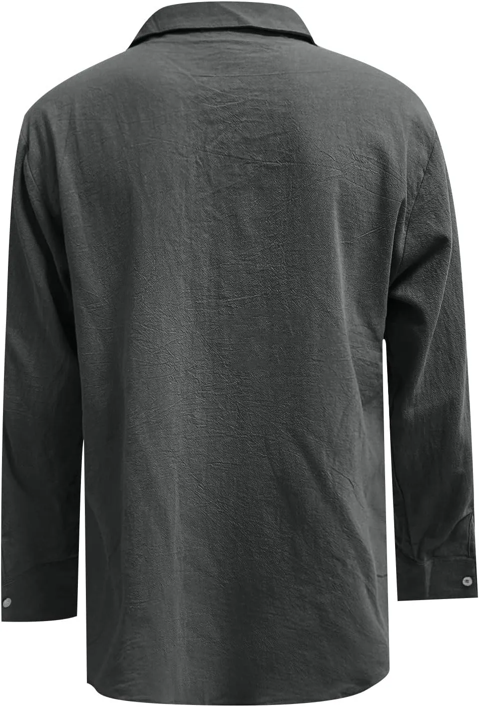 Ymosrh Men's Shirts Spring Summer Casual Cotton Linen Solid Color Long Sleeve Shirts Loose Stand Collar Shirts