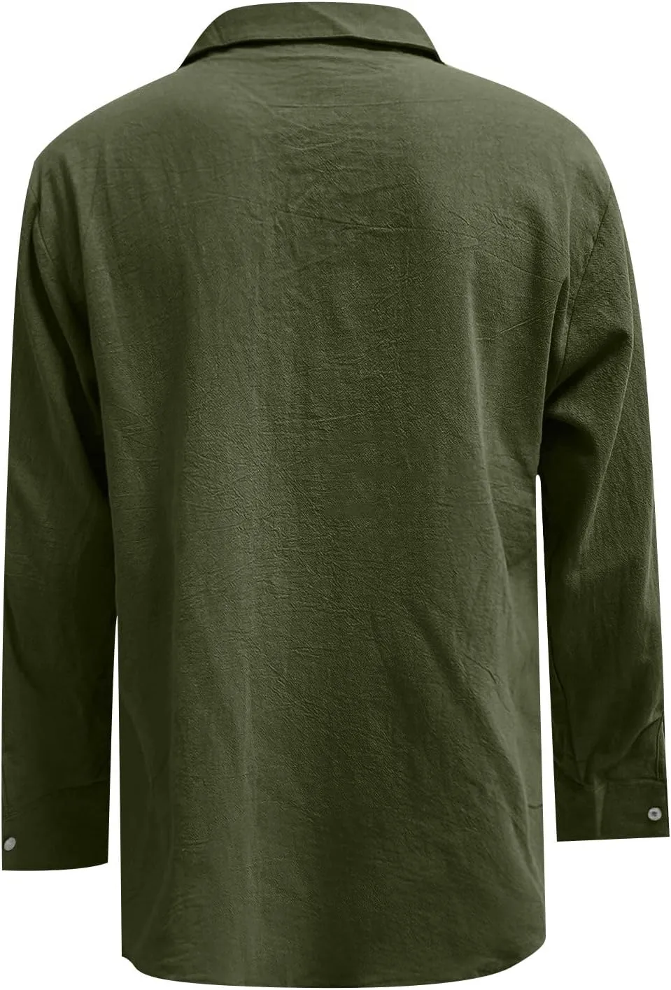 Ymosrh Men's Shirts Spring Summer Casual Cotton Linen Solid Color Long Sleeve Shirts Loose Stand Collar Shirts