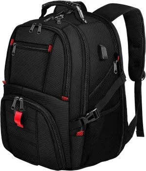 YOREPEK Travel Backpack, 15.6 Inch Laptop Backpacks for Men Women, Water Resistant College Backpack Airline Approved Business Work Bag with USB Charging Port Fits 15.6 Inch Computers, Black