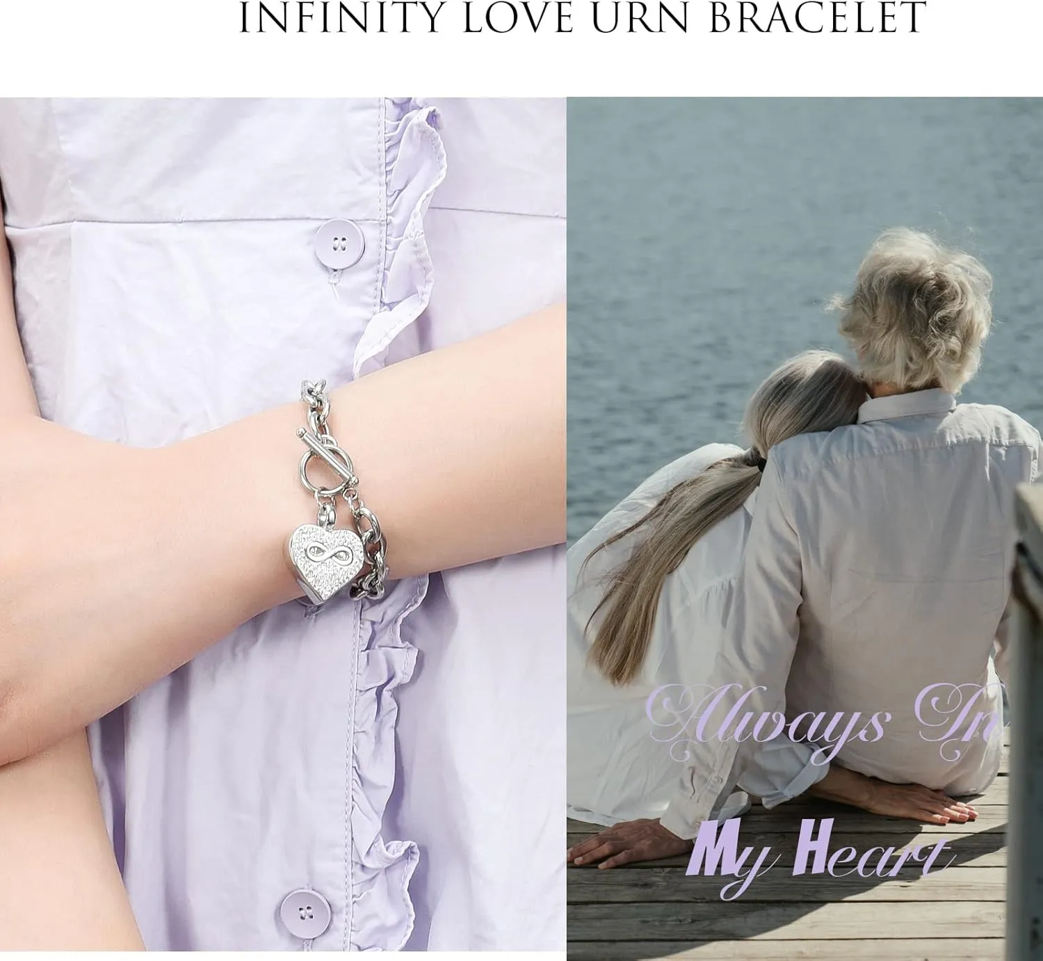zeqingjw Infinity Heart Cremation Bracelet for Ashes - Stainless Steel Urn Bangles for Pet/Human Ashes - Memorial Keepsake Ash Jewelry
