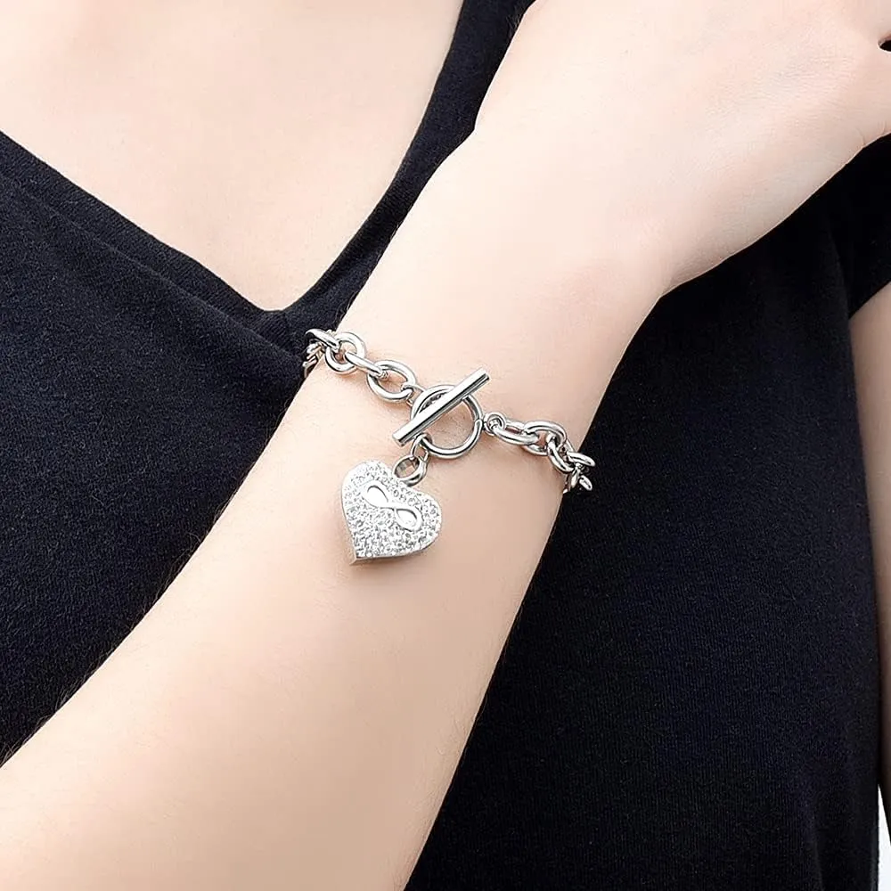 zeqingjw Infinity Heart Cremation Bracelet for Ashes - Stainless Steel Urn Bangles for Pet/Human Ashes - Memorial Keepsake Ash Jewelry