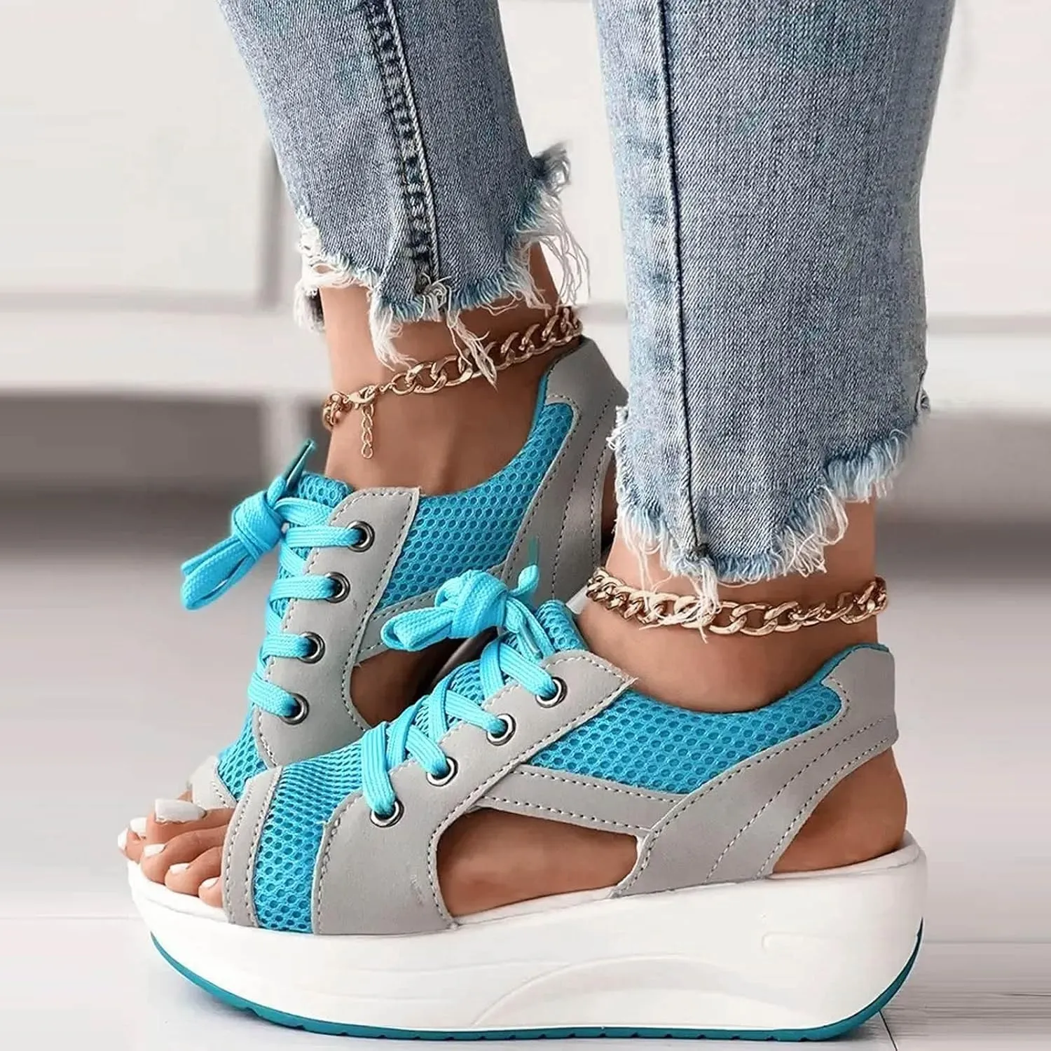 ZSpzx Orthopedic Sandals for Women 2025 Comfortable Arch Support Ladies Recovery Sport Outdoor Lace Up Plantar Fasciitis Wedge Dressy Summer Walking Womens Shoes for Outdoor Travel