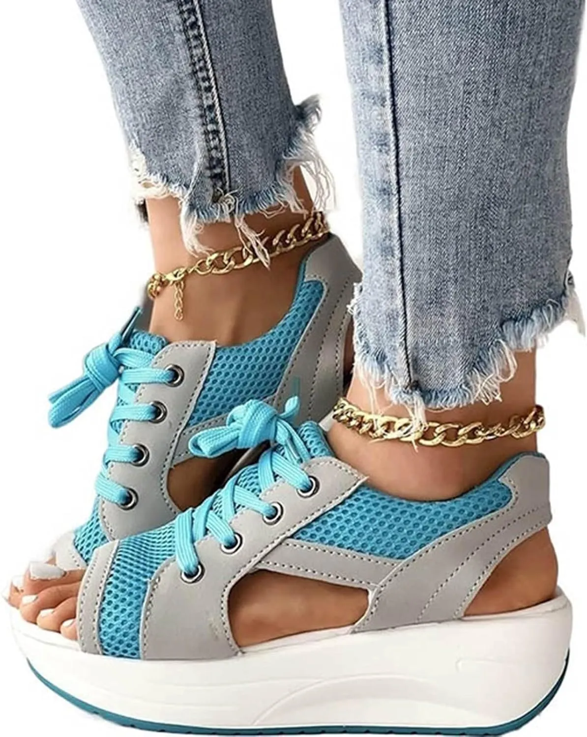 ZSpzx Orthopedic Sandals for Women 2025 Comfortable Arch Support Ladies Recovery Sport Outdoor Lace Up Plantar Fasciitis Wedge Dressy Summer Walking Womens Shoes for Outdoor Travel