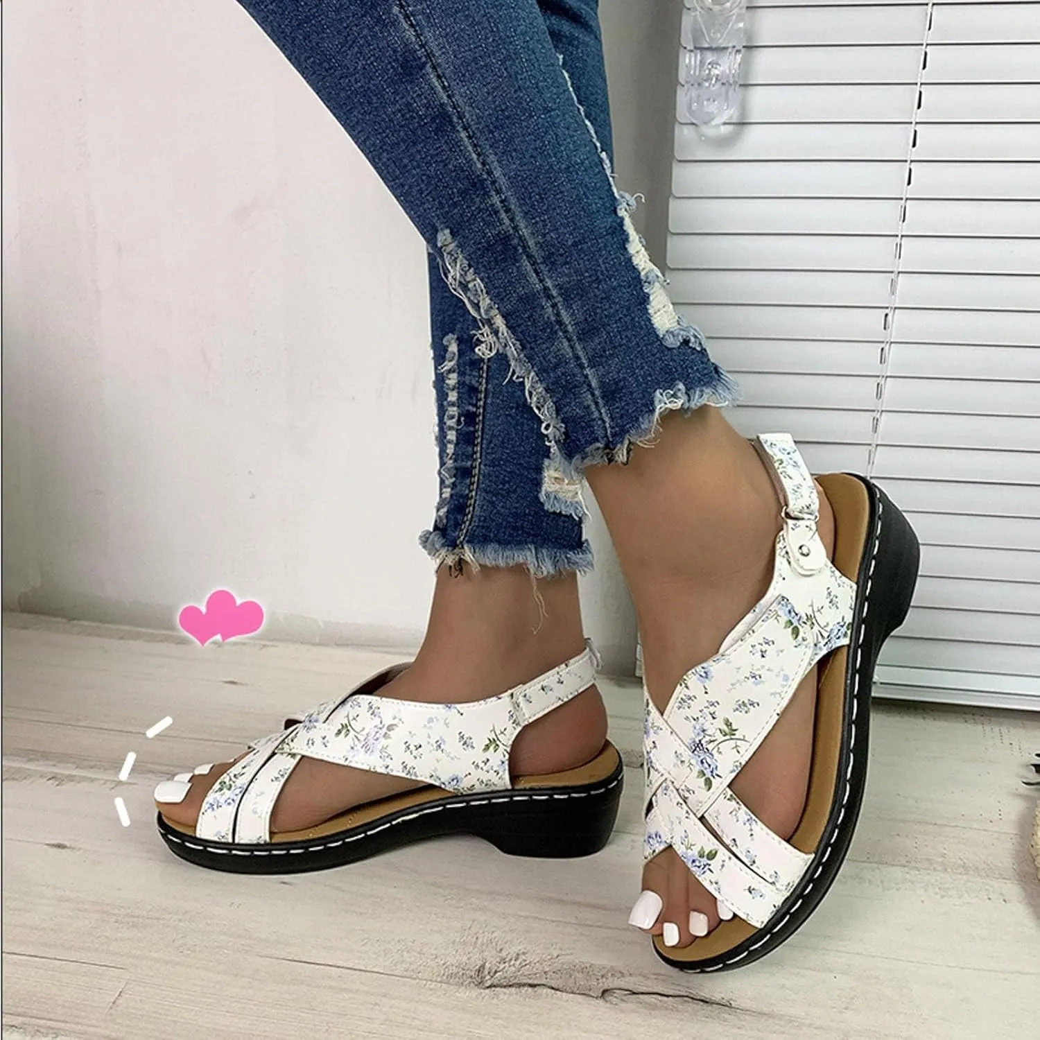 ZSpzx Women's Orthopedic Arch Support Sandals Comfortable for Women Foot Plantar Fasciitis Bunion Slide Open Toe Crisscross Straps Slip On Dressy Summer Adjustable Walking Casual Orthotic Beach Shoes