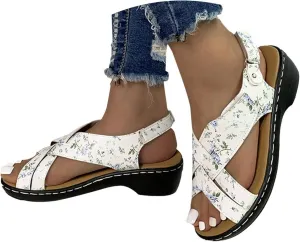 ZSpzx Women's Orthopedic Arch Support Sandals Comfortable for Women Foot Plantar Fasciitis Bunion Slide Open Toe Crisscross Straps Slip On Dressy Summer Adjustable Walking Casual Orthotic Beach Shoes