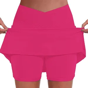 ZYXTIM Golf Skirts for Women with Shorts Crossover High Waisted Athletic Skorts Plus Size Stertch Quick Dry Workout Skirt